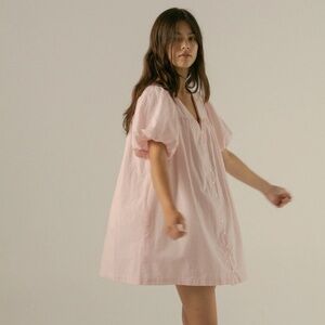 Andi Puff Mini Dress in Rosewater Stripe